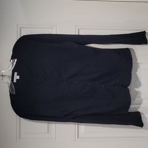 CARDIGAN: Navy Blue Crewneck Button Down Cardigan Long Sleeved Cotton